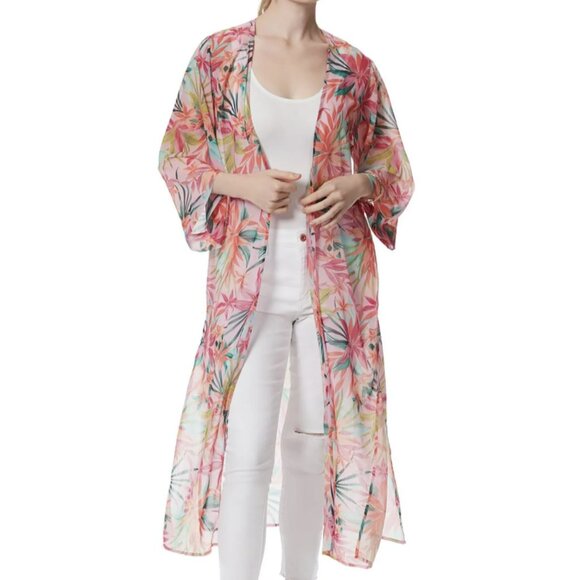 Jessica Simpson Other - Jessica Simpson Large Slitted Sheer Open Front Kimono 3/4 Sleeve